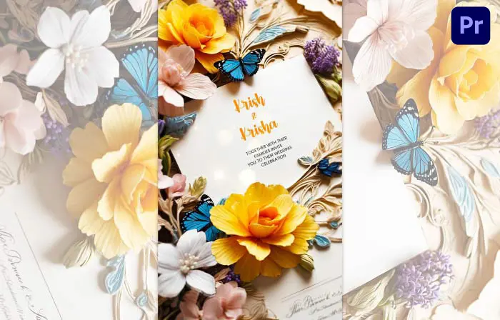 Stylish 3D Floral Design Wedding Invitation Instagram Story